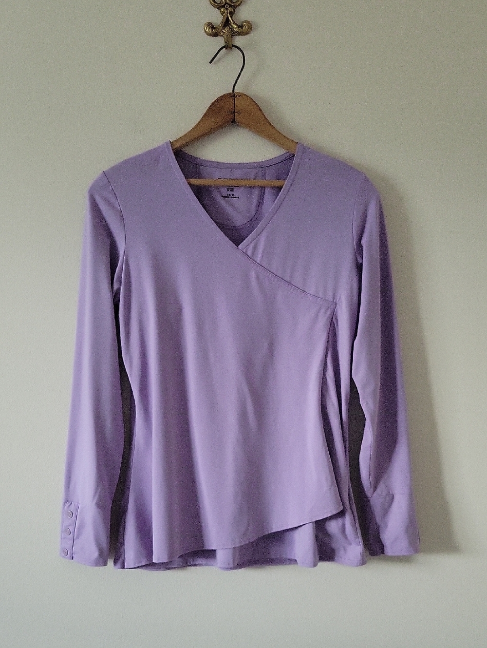 Exofficio Light Purple Faux Wrap Long Sleeve Top Size Medium